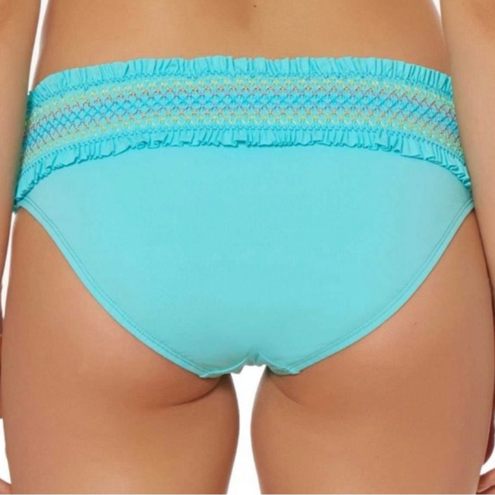 Bleu Rod Beattie‎ Smocked Hipster Bikini Bottoms in Bleu Fish Sz 8 NWT